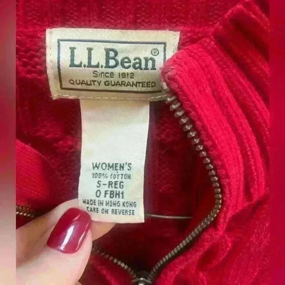 LL Bean Vintage cable knit womans zippered cardigan Size S - Picture 4 of 11